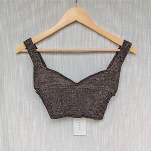 NWT Vaara Heavy Knit Wool Blend Brown Cropped Bra Top, size S